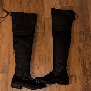 Shoe Dazzle Faux Suede Black Over-the-Knee Boots